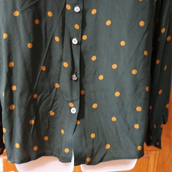 Christian Dior SEPARATES Vintage Bottle Green Orange Polka Dot Cambridge Top 12 - Picture 5 of 14